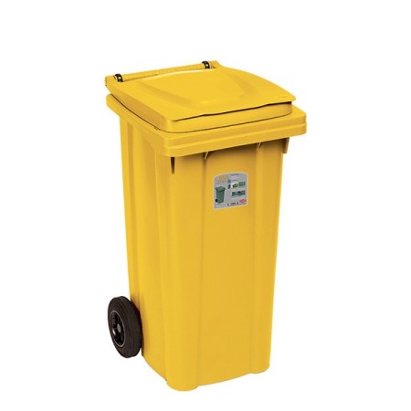 STEFANPLAST BIDONE NETTEZZA URBANA QUADRATO CON RUOTE LT. 120 GIALLO SEGNALE