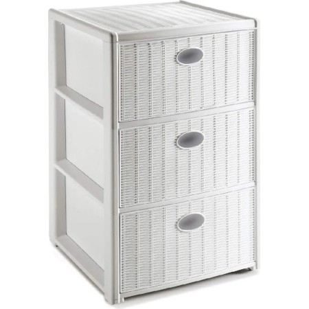 STEFANPLAST CASSETTIERA DOMUS 3 CASSETTI COLORE BIANCO POLVERE CM. 40x40x60h.