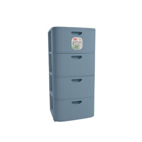 STEFANPLAST CASSETTIERA DOMUS 4 CASSETTI COLORE SMOKY BLUE cm 40x40x80h