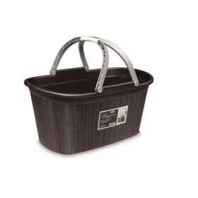 STEFANPLAST CESTA PORTABIANCHERIA ELEGANCE IN PLASTICA CON MANICI MOKA cm. 58x38x29,5h