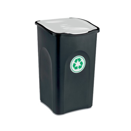 STEFANPLAST PATTUMIERA ECOGREEN CON FUSTO NERO E COPERCHIO BIANCO LT.50 cm 37x37x56h