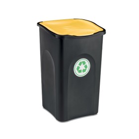 STEFANPLAST PATTUMIERA ECOGREEN CON FUSTO NERO E COPERCHIO GIALLO LT.50 cm 37x37x56h