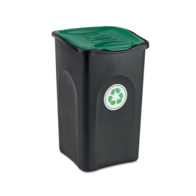 STEFANPLAST PATTUMIERA ECOGREEN CON FUSTO NERO E COPERCHIO VERDE LT.50 cm 37x37x56h