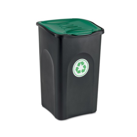 STEFANPLAST PATTUMIERA ECOGREEN CON FUSTO NERO E COPERCHIO VERDE LT.50 cm 37x37x56h