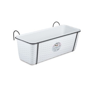 STEFANPLAST SET BALCONE NATURAL VASO IN PLASTICA BIANCO CON SUPPORTO IN METALLO cm 50x18x16h