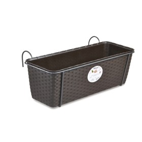 STEFANPLAST SET BALCONE NATURAL VASO IN PLASTICA MOKA CON SUPPORTO IN METALLO cm 50x18x16h