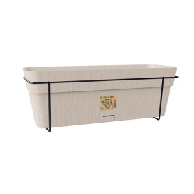 STEFANPLAST SET BALCONE VASO IN PLASTICA CON SUPPORTO IN METALLICO ETHICA COLORE GESSO cm. 50x18x17h.