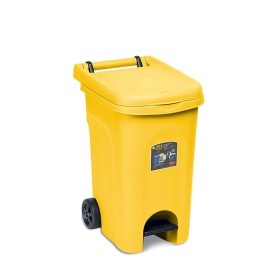 STEFANPLAST URBAN ECO SYSTEM BIDONE CON RUOTE E PEDALE GIALLO LT. 60 cm. 51x40x65h.