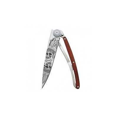 DEEJO WOOD TATOO 37G PADAUK LUCKY SKULL FOLDING KNIFE CM. 20.5
