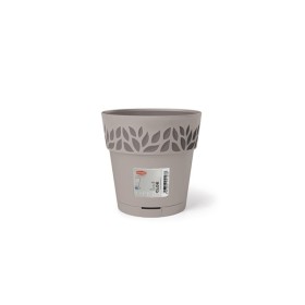 STEFANPLAST VASO IN PLASTICA OPERA DEC. CLOE  GREIGE/GR.QUARZO cm. 15x15h.