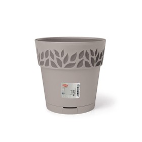 STEFANPLAST VASO OPERA DECORO CLOE COLORE GREIGE/GR.QUARZO CM. 25x25h.