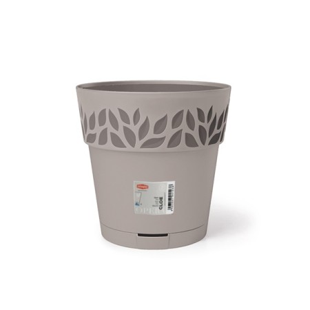 STEFANPLAST VASO OPERA DECORO CLOE COLORE GREIGE/GR.QUARZO CM. 25x25h.