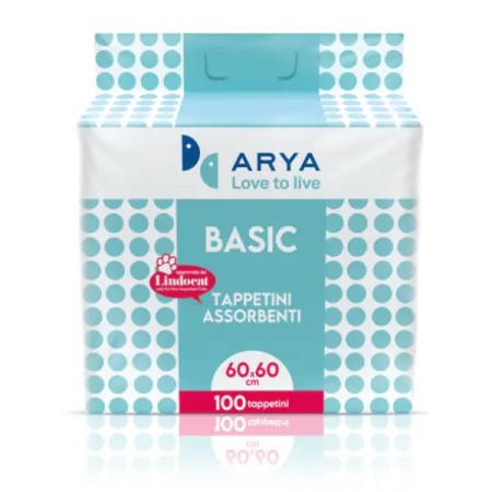 ARYA TAPPETINI ASSORBENTI PER CANI E GATTI 60x60 100 PZ BASIC