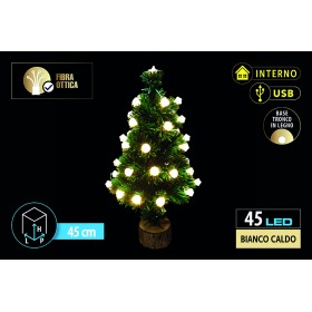 NATALUNA ALBERO LUMINOSO  PER USO INTERNO 45 LUCI LED BIANCO CALDO TRONCO IN LEGNO CM. 45