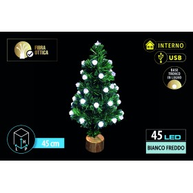 NATALUNA ALBERO LUMINOSO  PER USO INTERNO 45 LUCI LED BIANCO FREDDA TRONCO IN LEGNO CM. 45