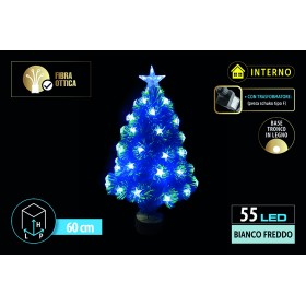 NATALUNA ALBERO LUMINOSO  PER USO INTERNO 55 LUCI LED BIANCO FREDDA TRONCO IN LEGNO CM. 60