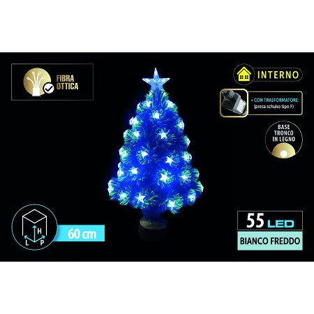 NATALUNA ALBERO LUMINOSO  PER USO INTERNO 55 LUCI LED BIANCO FREDDA TRONCO IN LEGNO CM. 60