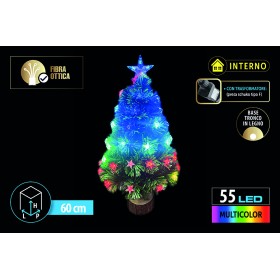 NATALUNA ALBERO LUMINOSO  PER USO INTERNO 55 LUCI LED MULTICOLOR TRONCO IN LEGNO CM. 60