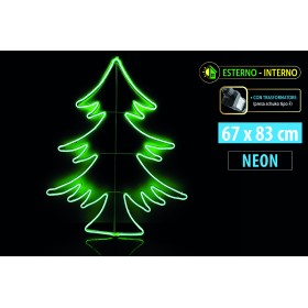 NATALUNA ALBERO LUMINOSO A  NEON LED VERDE CON TRASFORMATORE CM. 67x83