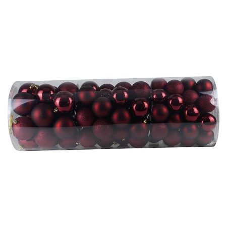 NATALUNA BOX 100 SFERE PALLINE DI NATALE CM. 6 7 8 COLORE BORDEAUX LU/MA/GL