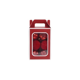 NATALUNA BOX 12 SFERE PALLINE DI NATALE DI COLORE ROSSO CM. 8