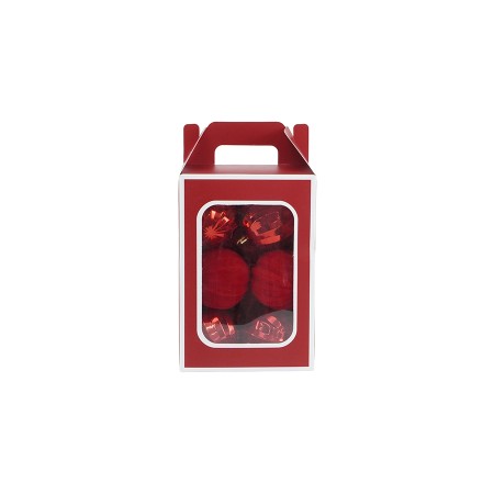 NATALUNA BOX 12 SFERE PALLINE DI NATALE DI COLORE ROSSO CM. 8