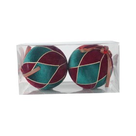 NATALUNA BOX 2 SFERE 15CM M.81 BORDO/VERDE