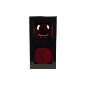 NATALUNA BOX 2 SFERE PALLINE DI NATALE LUCIDO E VELLUTATO DI COLORE BORDEAUX CM. 20