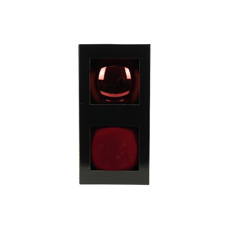 NATALUNA BOX 2 SFERE PALLINE DI NATALE LUCIDO E VELLUTATO DI COLORE BORDEAUX CM. 20