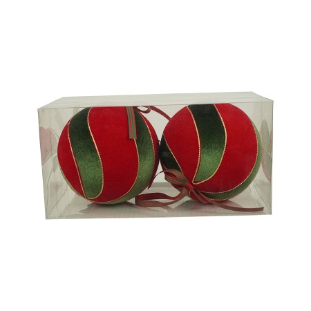 NATALUNA BOX 2SFERE 15CM M.83 ROSSO/VERDE