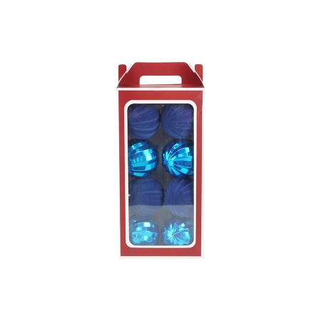 NATALUNA BOX 8 SFERE PALLINE DI NATALE DI COLORE BLU CM. 10