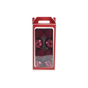 NATALUNA BOX 8 SFERE PALLINE DI NATALE DI COLORE BORDEAUX CM. 10