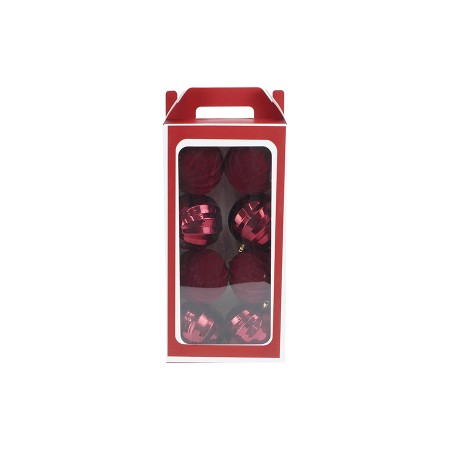 NATALUNA BOX 8 SFERE PALLINE DI NATALE DI COLORE BORDEAUX CM. 10