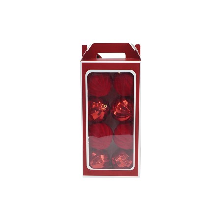 NATALUNA BOX 8 SFERE PALLINE DI NATALE DI COLORE ROSSO CM. 10