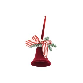 NATALUNA CAMPANA CON FIOCCO DECORO NATALIZIO COLORE ROSSO VELLUTATO CM. 18x8