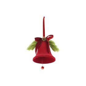 NATALUNA CAMPANA PER DECORO NATALIZIO DI COLORE ROSSO VELLUTATO CM. 15