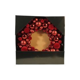 NATALUNA CORONA DECORO NATALIZIO CON BOX  LUCIDO E VELLUTATO COLORE BORDEAUX  CM. 43