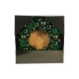 NATALUNA CORONA DECORO NATALIZIO CON BOX COLORE VERDE LUCIDO E VELLUTATO CM. 43