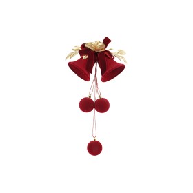 NATALUNA DECORO PORTA CON CAMPANE E SFERE  COLORE ROSSO VELLUTATO