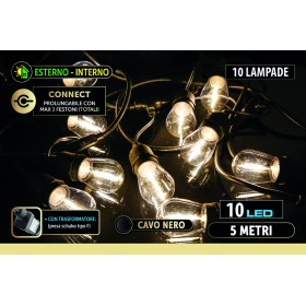 NATALUNA FESTONE 10 LAMPADINE PER INTERNO ED ESTERNO LUCE CALDA 220V IP44 MT. 5