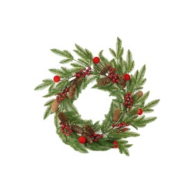 NATALUNA GHIRLANDA BACCHE E SFERE VELL.60CM M.047 ROSSA
