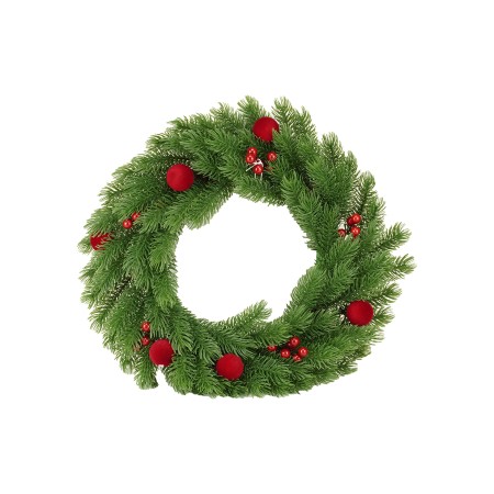 NATALUNA GHIRLANDA BACCHE+SFERE VELL.45CM M.072 ROSSO