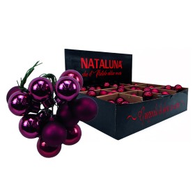 NATALUNA GRAPPOLO 12 SFERE DI VETRO LU/MA/PE DI COLORE BORDEAU CM. 2