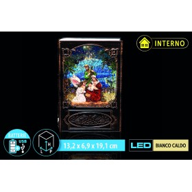 NATALUNA LIBRO ACQUA LUMINOSO A BATTERIA E USB LUCE BIANCO CALDA PER INTERNO CM 13,2x6,9x19,1