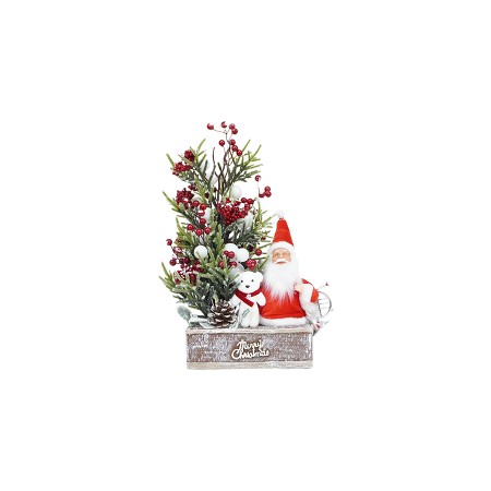 NATALUNA PIANTINA DECORO NATALE CON BABBO NATALE CM. 25x45