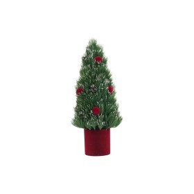 NATALUNA PIANTINA VERDE DECORO NATALE DI COLORE BORDEAUX VELLUTATO CM. 45