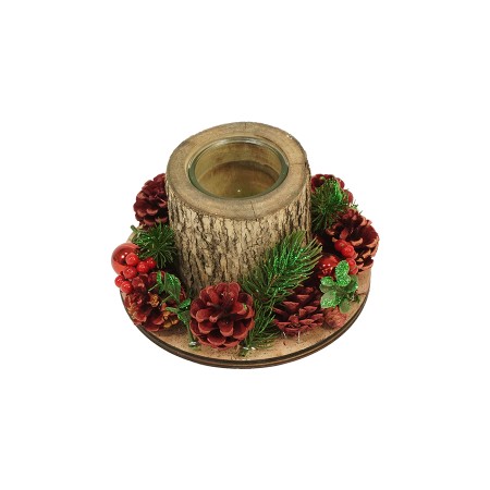 NATALUNA PORTA TEALIGHT 1 FIAMMA PER DECORO NATALE COLORE ROSSO CM. 14x23h.