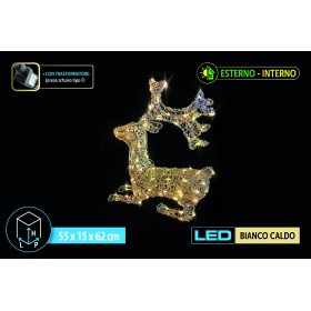 NATALUNA RENNA SEDUTA LUMINOSA PER ESTERNO ED INTERNO LUCE BIANCO CALDA CM. 55x15x62
