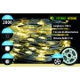 NATALUNA SERIE 2000 MICROLED LUCI DI NATALE PER USO ESTERNO CAVO ARGENTO LUCE CALDA 8 FUNZIONI MT. 100+5M
