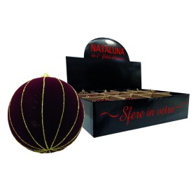 NATALUNA SFERA PALLINA DI VETRO PER ALBERO DI NATALE VELLUTO JNS36 COLORE BORDEAUX CM. 10